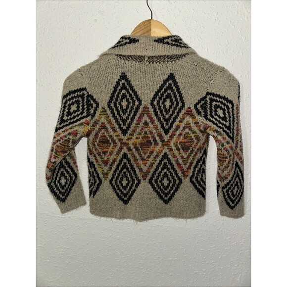 WOVEN HEART OPEN FRONT CARDIGAN SWEATER GEO PRINT KIDS SZ 6 AZTEC WESTERN EUC - Picture 4 of 4